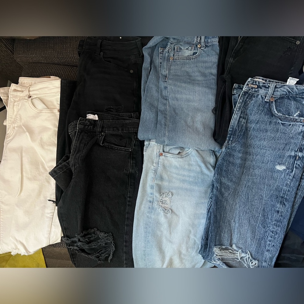 Zara, Garage, American Eagle jeans.